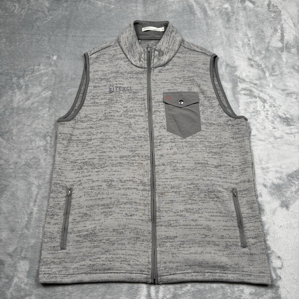 Criquet Performance Vest Mens XL Gray Heathered Fleece Full Zip Golf Pockets